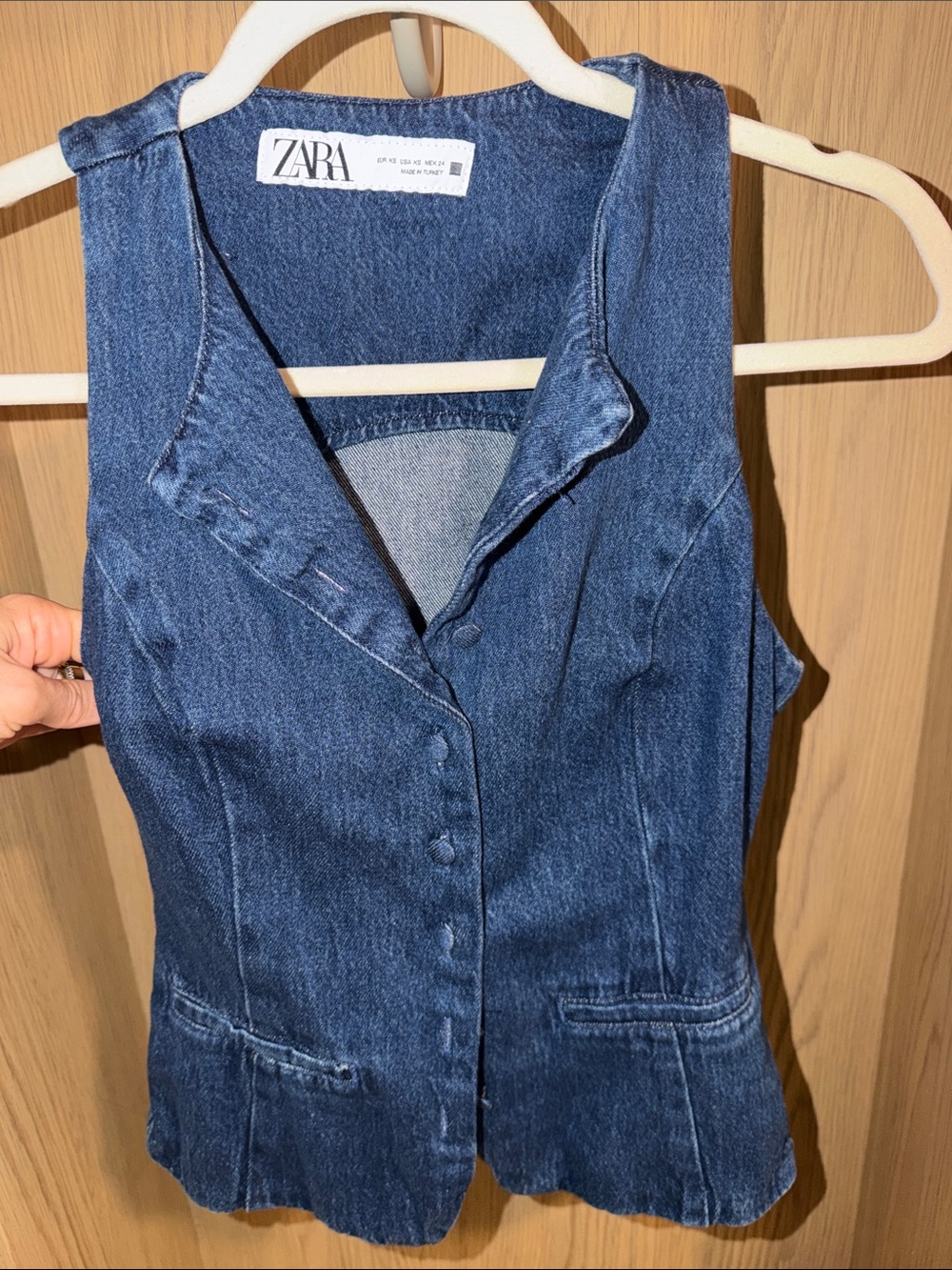 Zara Dark Blue Denim Sleeveless Vest
